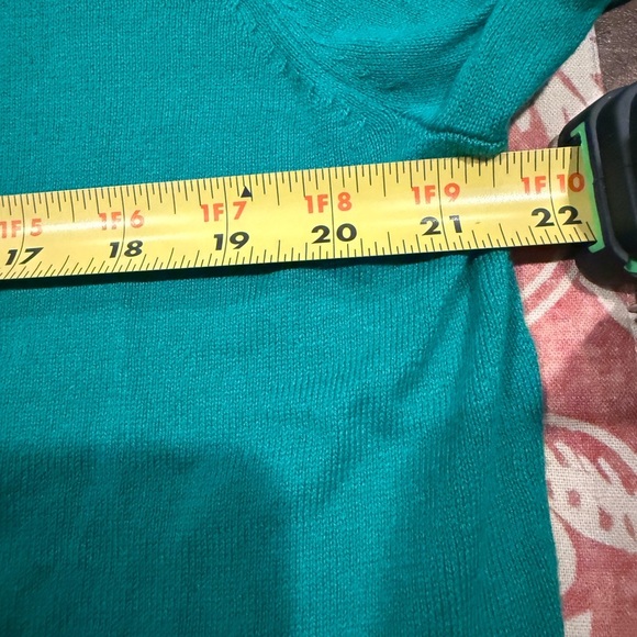 EUC J. Crew Teal Ruffle Neck Sweater SZ XL - Picture 5 of 11